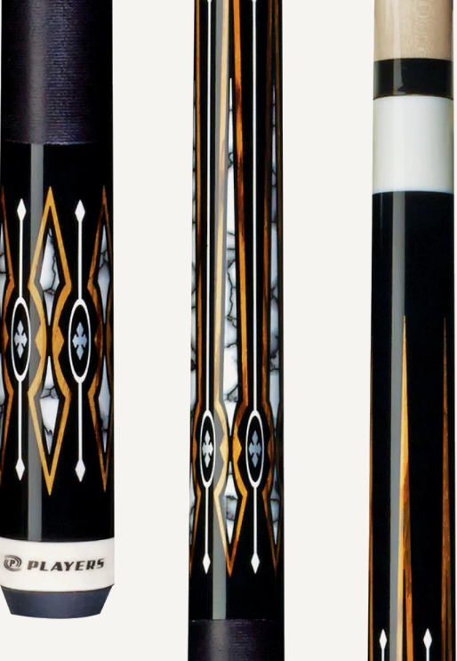 Players Black with White Recon Diamond Cue with Black Linen Wrap! Free Shipping!