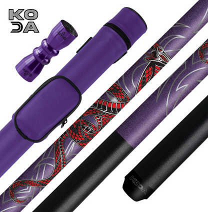 KODA Sports KDV40PL Purple Snake Pool Cue – 12.5mm LD Shaft - Free Case &amp; Bowtie