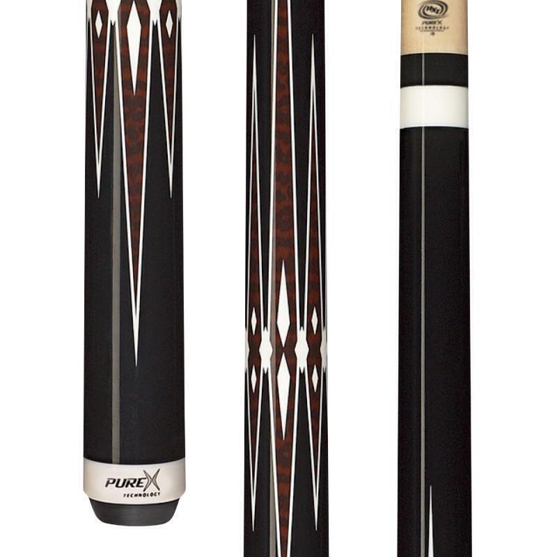  HXT4 Black w/Zebrawood & White Graphic PureX Technology Pool Cue 12.75 mm