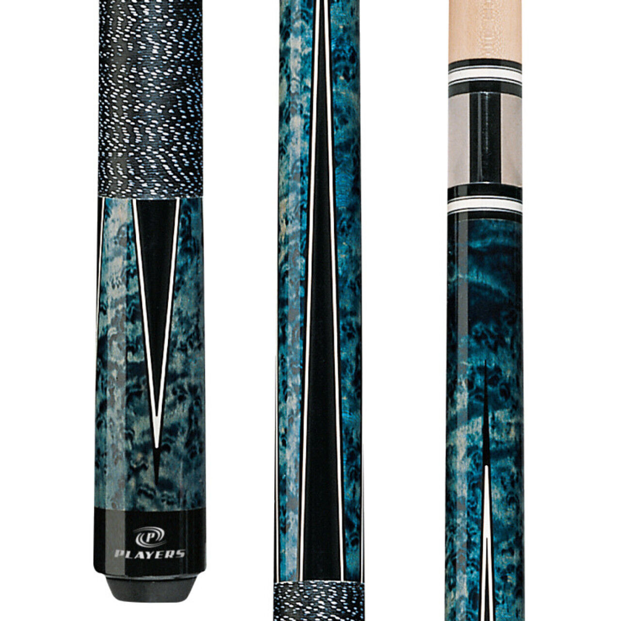 Players G1002 Cobalt Blue & Black Cue w/ Black/White Linen Wrap! Free Shipping!