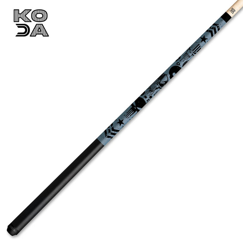 Koda KDV14BL Blue Skull and Chevron Graphic Pool Cue, 12.5mm Solid Maple Shaft