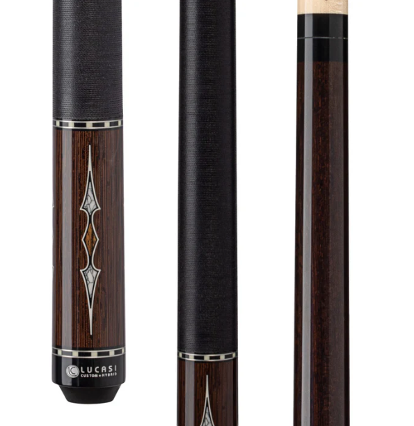 Lucasi LZC61 Custom Black Palm & Bocote/White Recon Cue with Black Linen Wrap