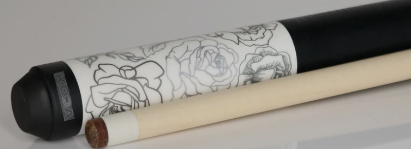 Koda KDV30WH Pool Cue White Rose Graphic | 19oz | 12.5mm Shaft | New
