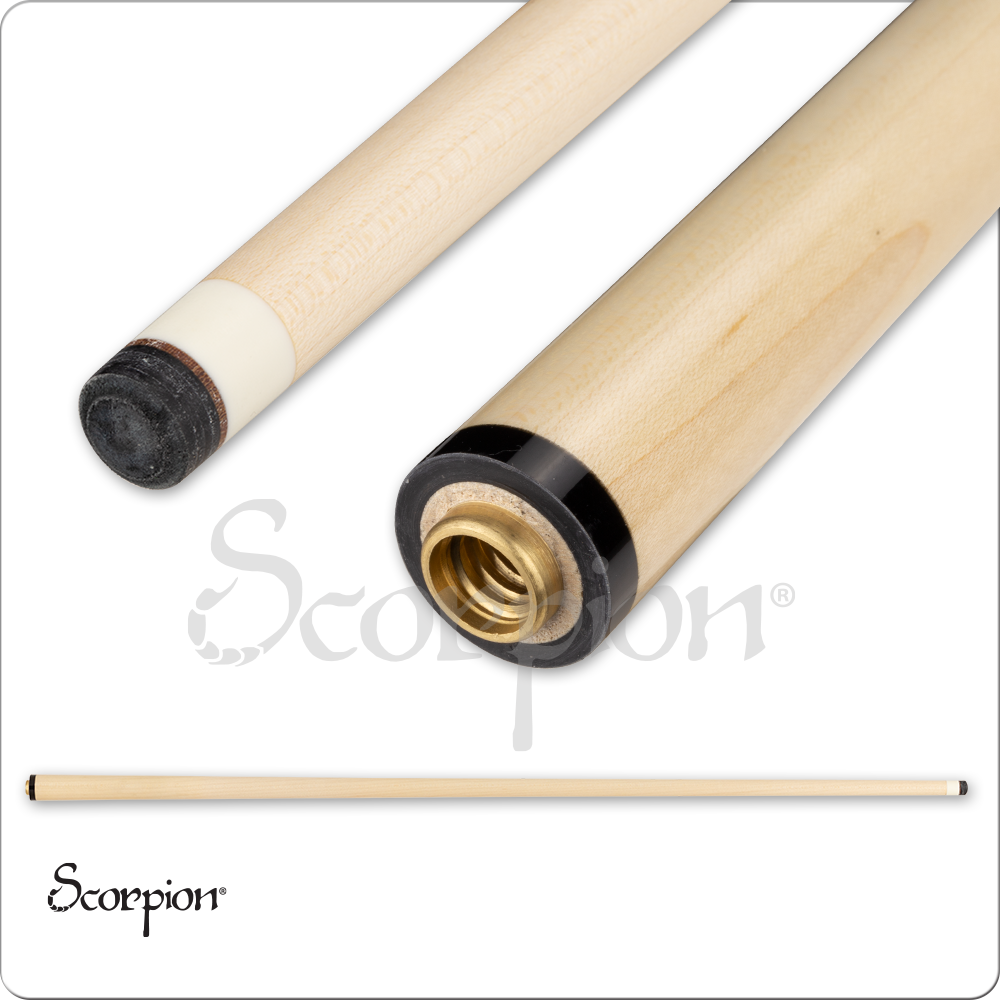 Scorpion JAR01 Series Pool Cue Maple With Zebrawood Diamonds 19oz Free Shipping!