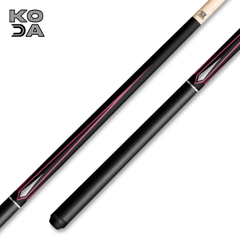 KODA KD47PK Matte Black & Pink Pool Cue | 12.5mm Shaft | No‑Wrap |Low Deflection