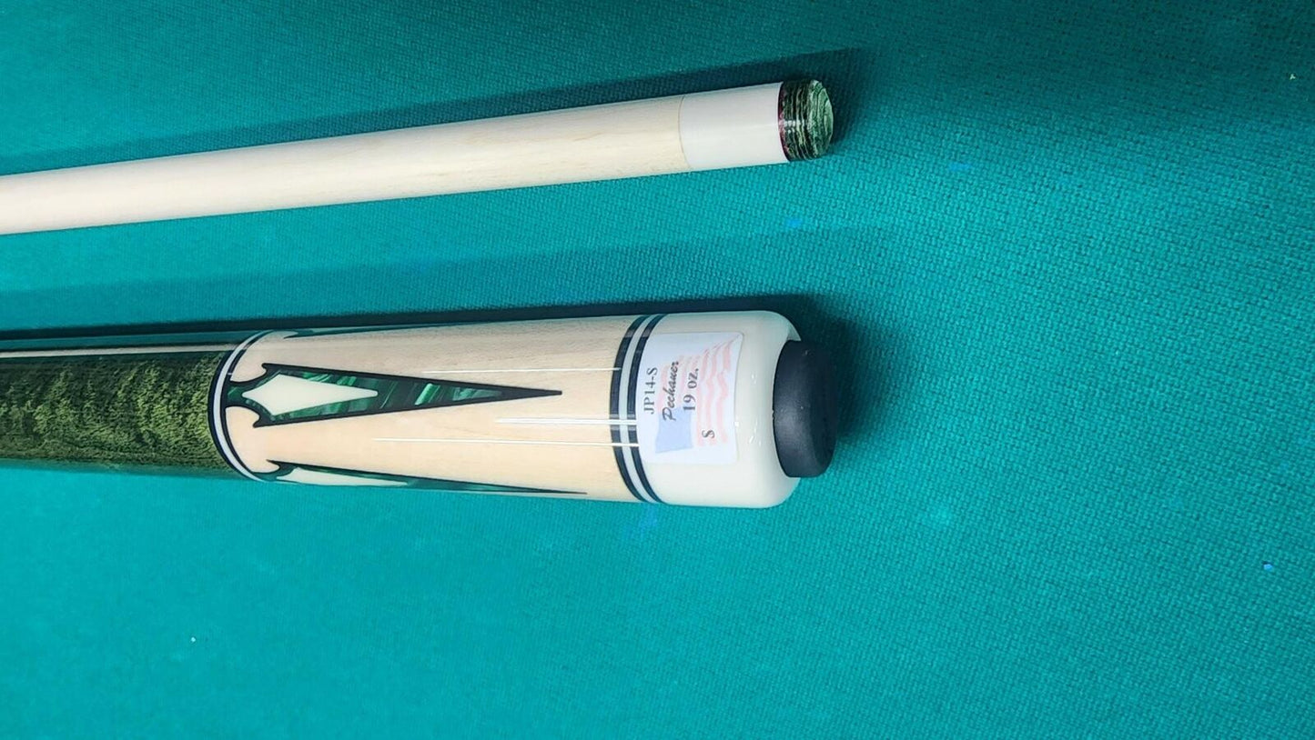 IN STOCK, Pechauer JP14-S Pro Series Green Pool Cue, w/ 12.75mm Shaft! In stock