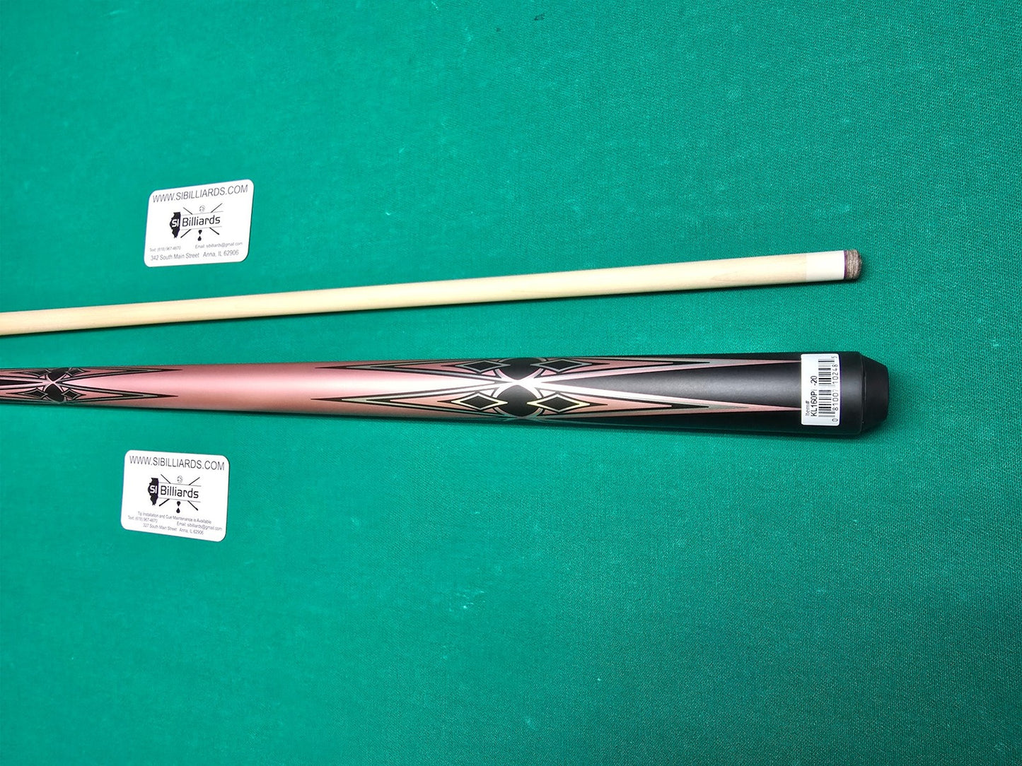 K2 KL160PK No Wrap Pool Cue - Matte Metallic Pink with Black and Silver Graphic