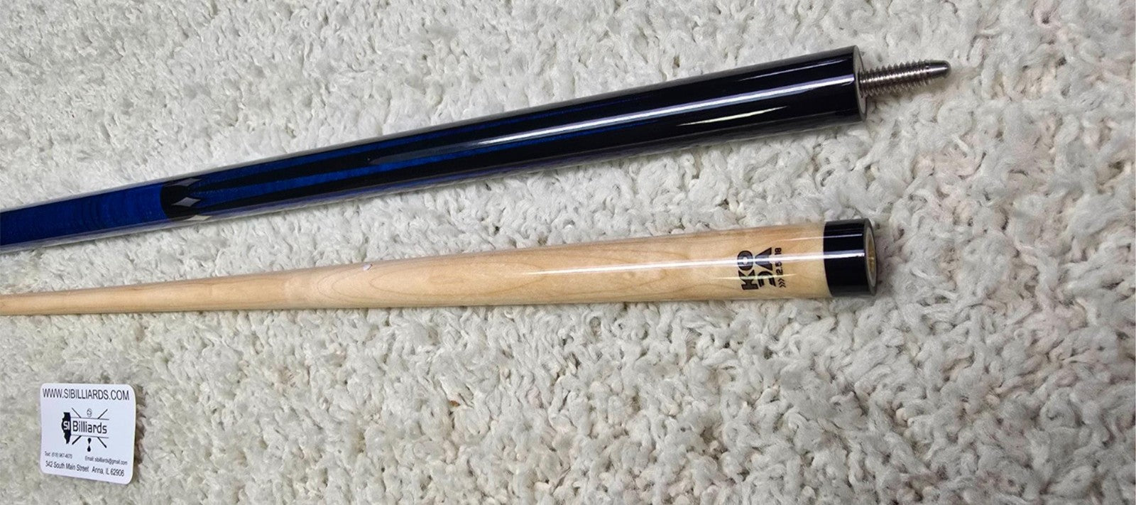 Koda KD46BL Pool Cue. Blue with Black and Silver Graphic 12.5mm Shaft!
