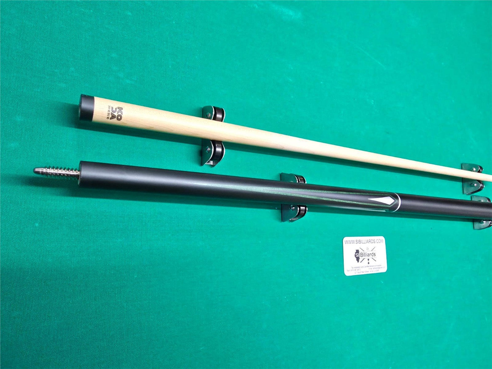 KODA KD47GN Pool Cue – Matte Black Green/Silver Graphics 3/8x10 Maple Shaft 20oz