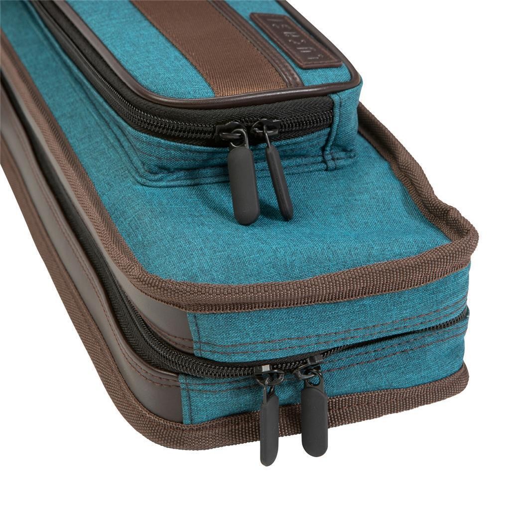 Lucasi DUO 2x4 Soft Pool Cue Case Teal Blue Brown Padded Billiards Bag