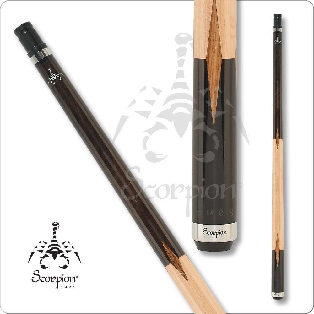 Scorpion JAR01 Series Pool Cue Maple With Zebrawood Diamonds 19oz Free Shipping!