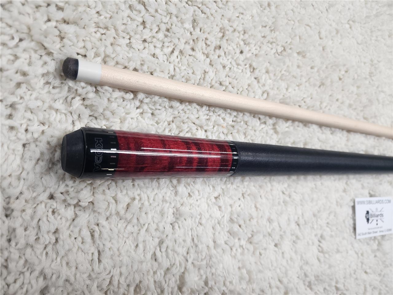 KODA POOL CUE KD31 Red Stained Real Curly Maple Forearm, Irish Linen & Maple Sha