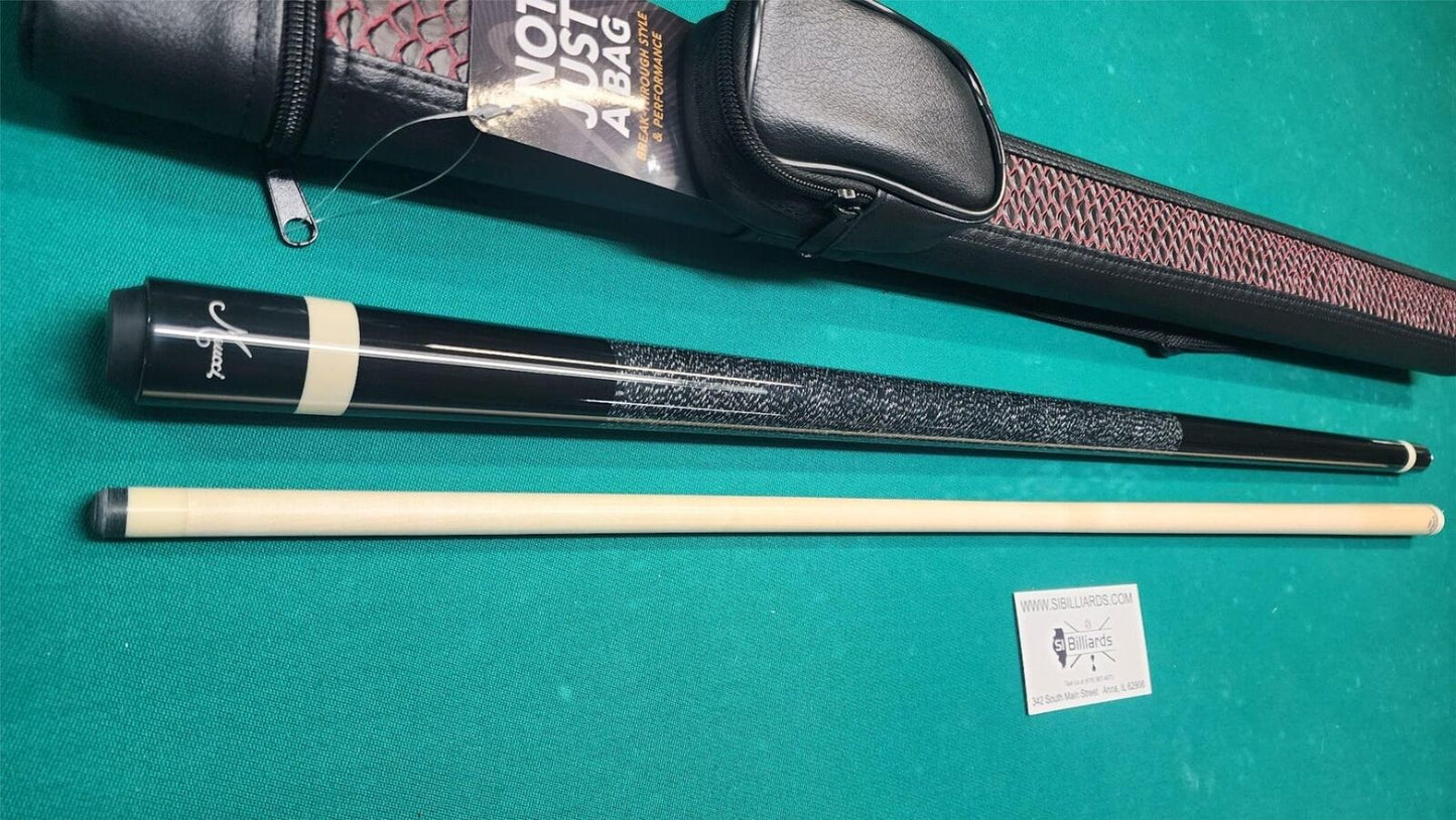 Meucci European Black Pool Cue 19oz w/ 12.5mm Pro Shaft! Free Hard Case!