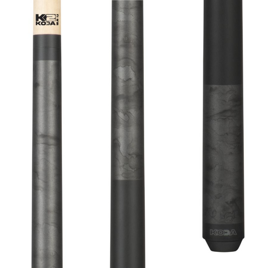 KODA POOL CUE KD23 Black Butt w/ Gray Curly Maple Decal Wrap & Maple Shaft