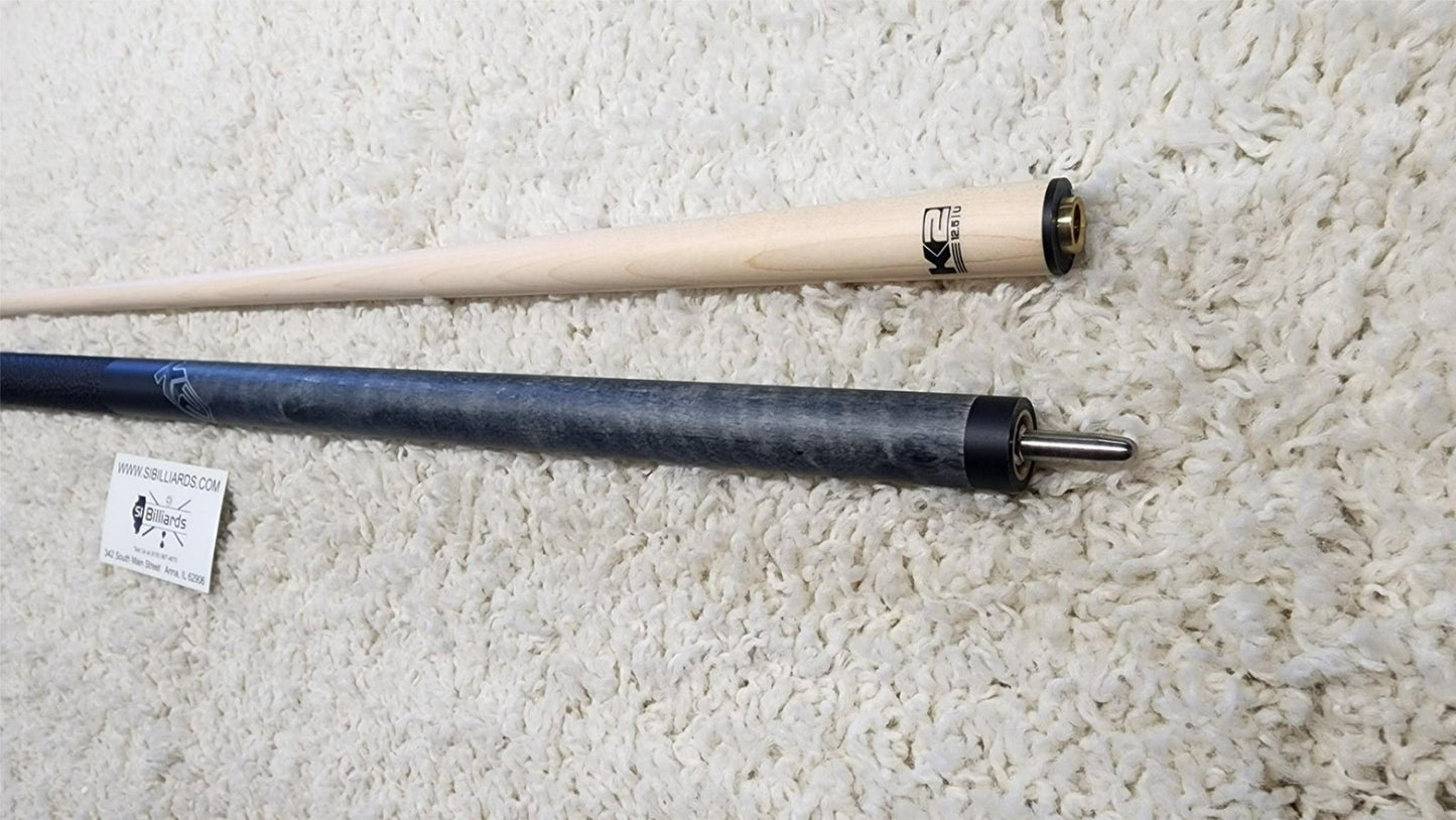 K2 Pool Cue KLCGY Grey w/ Leather Wrap Play Cue w/ Low Deflection 12.5MM Shaft