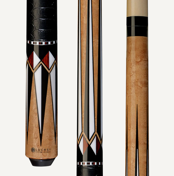 LZC31 Lucasi Custom Antique Birdseye & Black/Imitation Bone Cue w/ Embossed Wrap