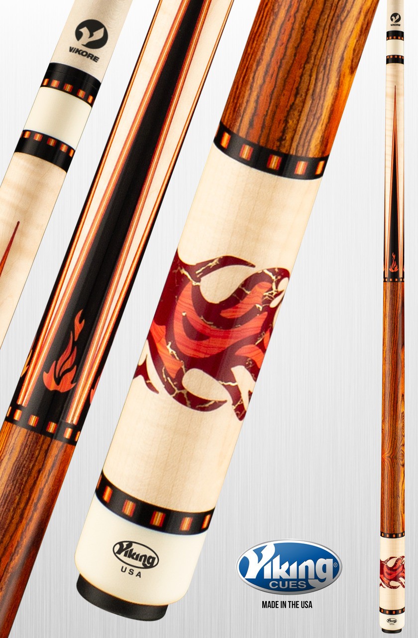 Viking Element Series Fire Pool Cue, Limited Edition, Maple Shaft, 58 Inch
