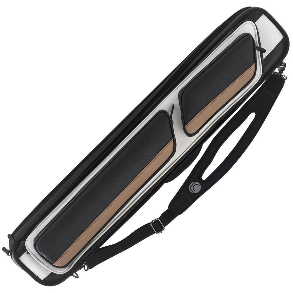 Lucasi LC1048W Soft Cue Case, Holds 4 Butts &amp; 8 Shafts, Black White Tan
