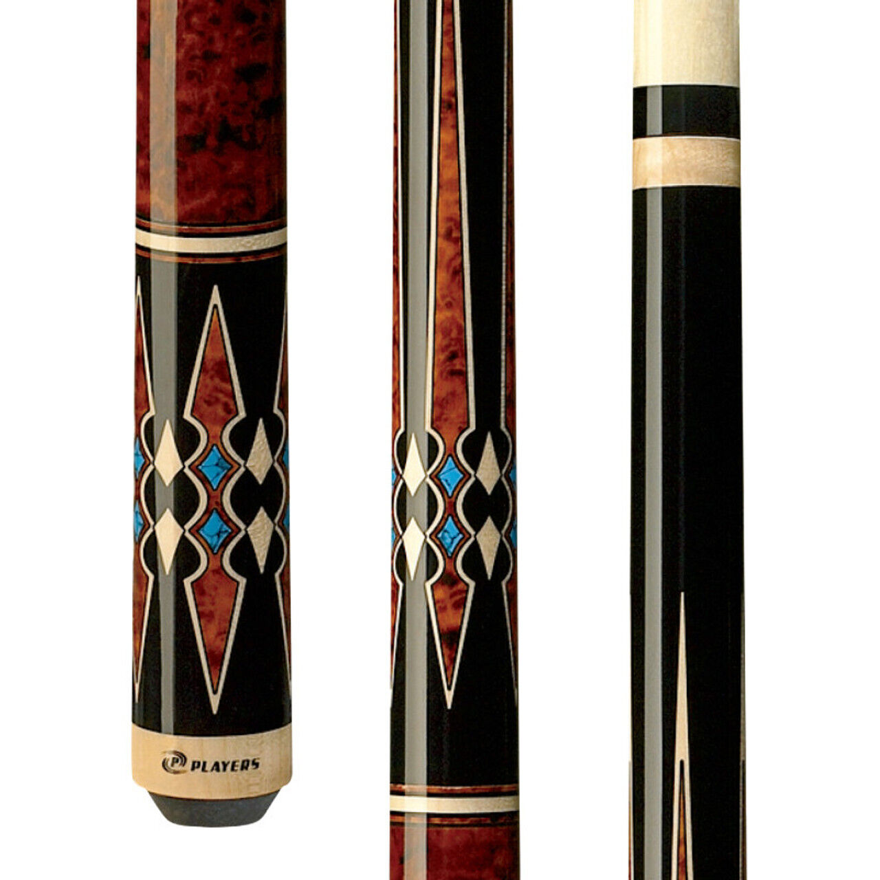 Players G3395 Cherry with Blue Recon Wrapless Cue! Free Shipping!