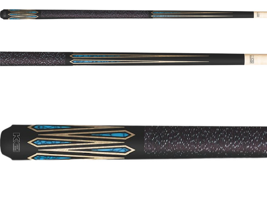 KODA K2 POOL CUE KLSE11 Low Deflection Cue Black and Turquoise