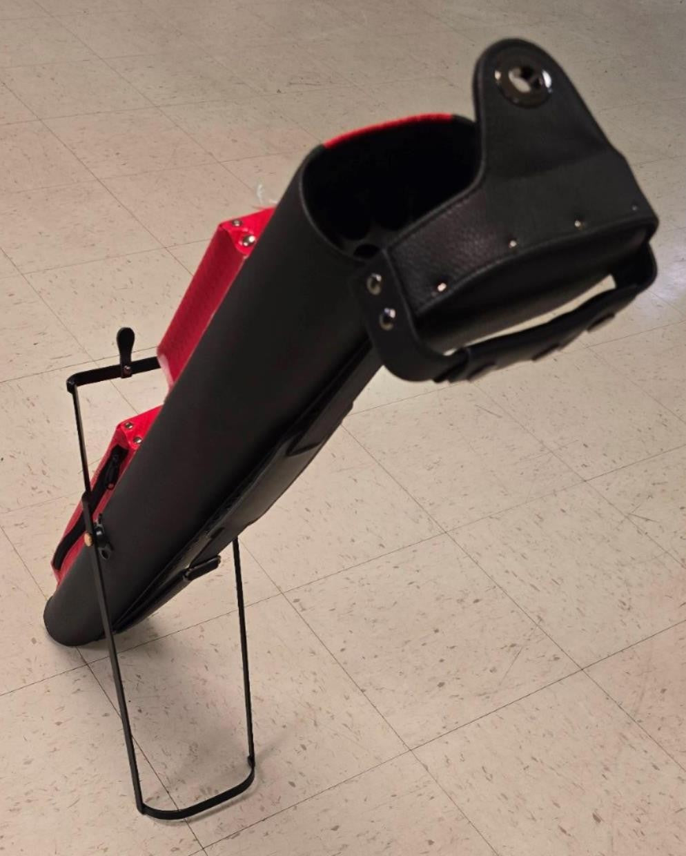 Leatherette Polyform Red/Black 2x4 Hard Pool Cue Case - With Kick Stand