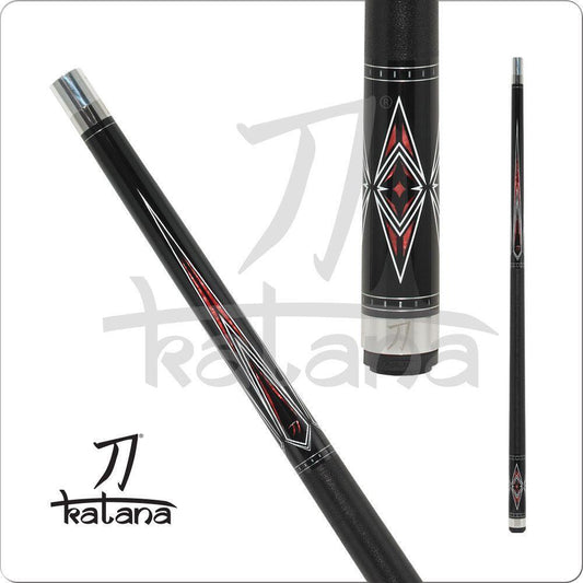 Katana KAT14 Black w/ Red Pearl Cue Pool Cue w/ Joint Protectors & FREE Shipping