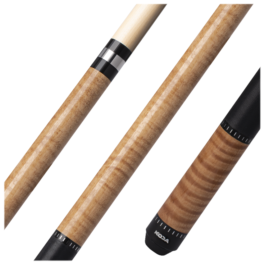 KODA POOL CUE KD30 Natural Stained Real Curly Maple Forearm, Irish Linen & Maple