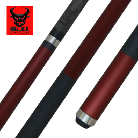 Bull Carbon LD13 Burgundy Matte Cue | Leather Lore Wrap | Carbon Fiber Shaft
