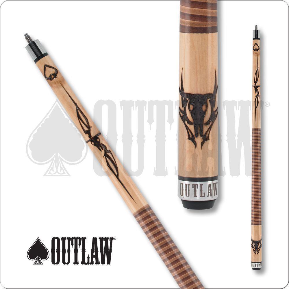 Outlaw Original OL42 Cow Skull Two Toned Wrap Pool Cue 19oz Free Shipping!