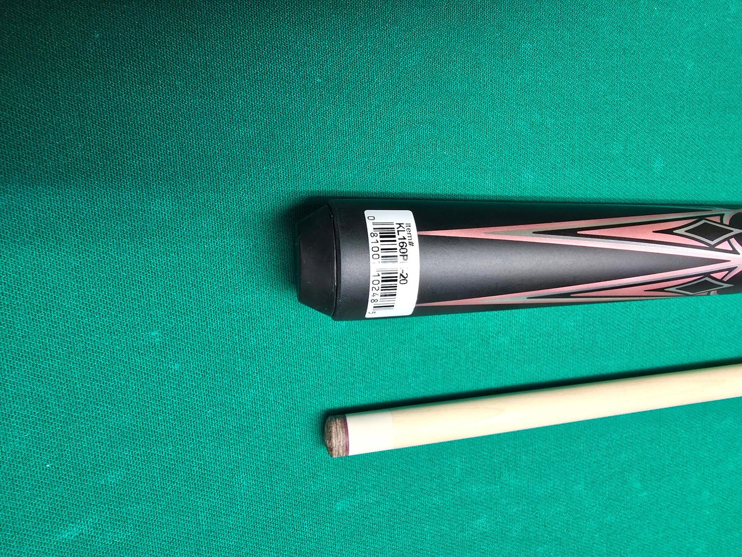 K2 KL160PK No Wrap Pool Cue - Matte Metallic Pink with Black and Silver Graphic