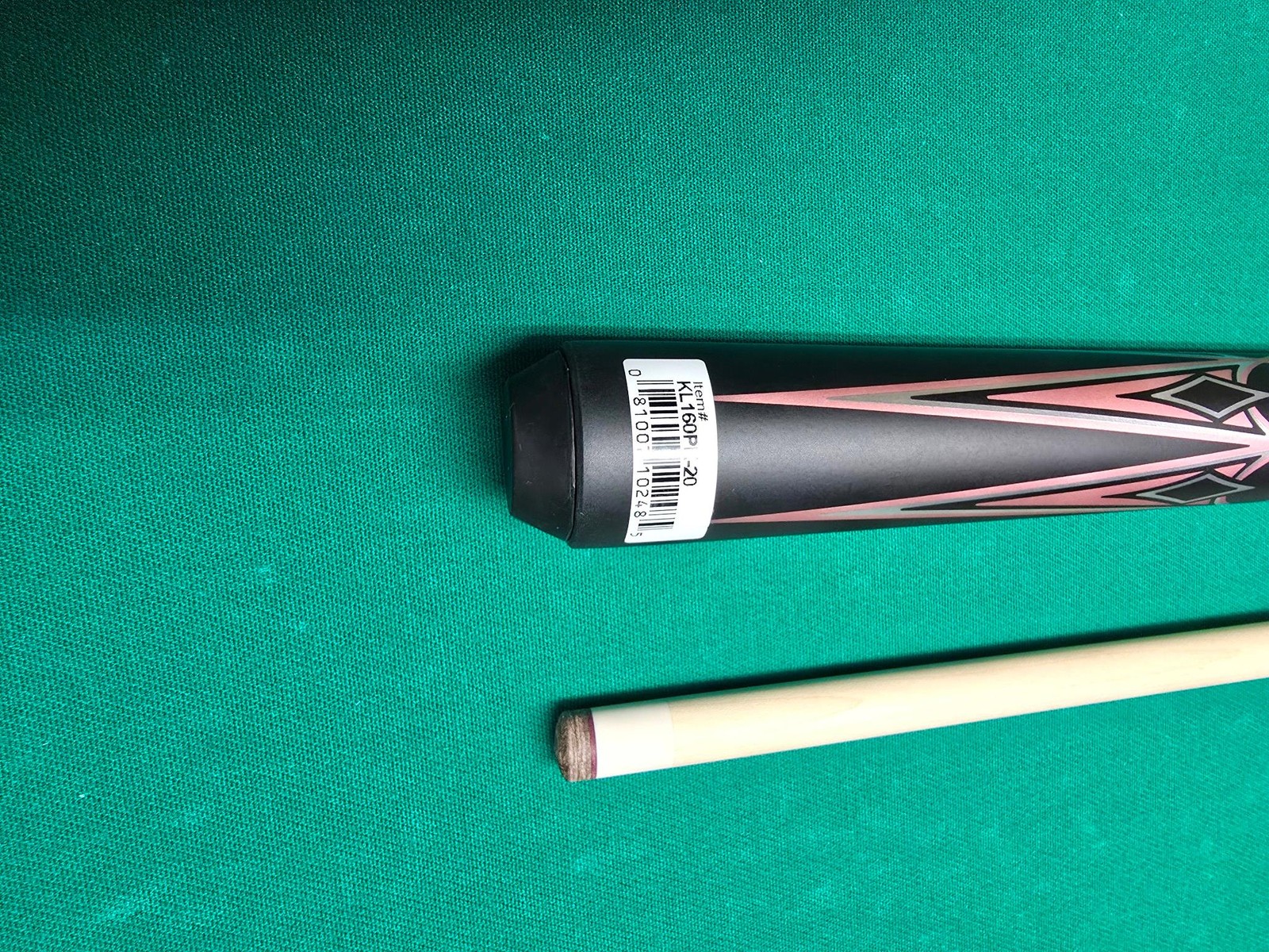 K2 KL160PK No Wrap Pool Cue - Matte Metallic Pink with Black and Silver Graphic