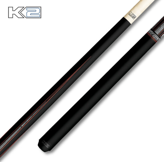 K2 KLLE2N Pool Cue – Matte Gray Maple w/ Red Points, Leather Wrap, 12.5mm LD S