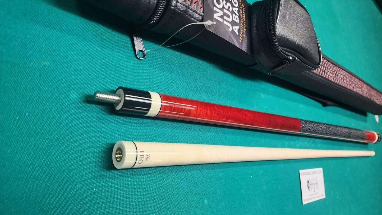 Meucci European Red Pool Cue 19oz w/ 12.5mm Pro Shaft! Free Hard Case!