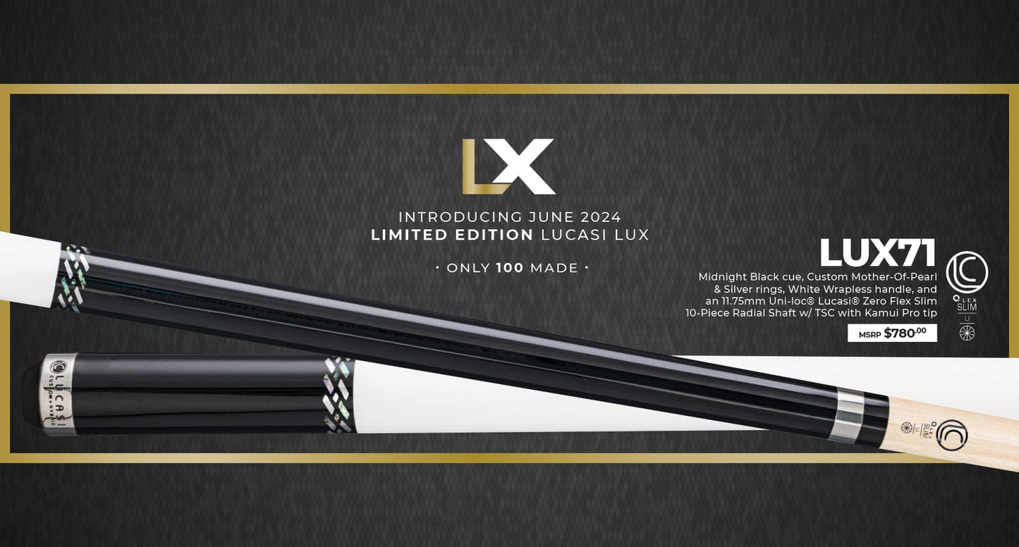 Lucasi LUX 71 Pool Cue 19oz 11.75mm Hybrid Slim