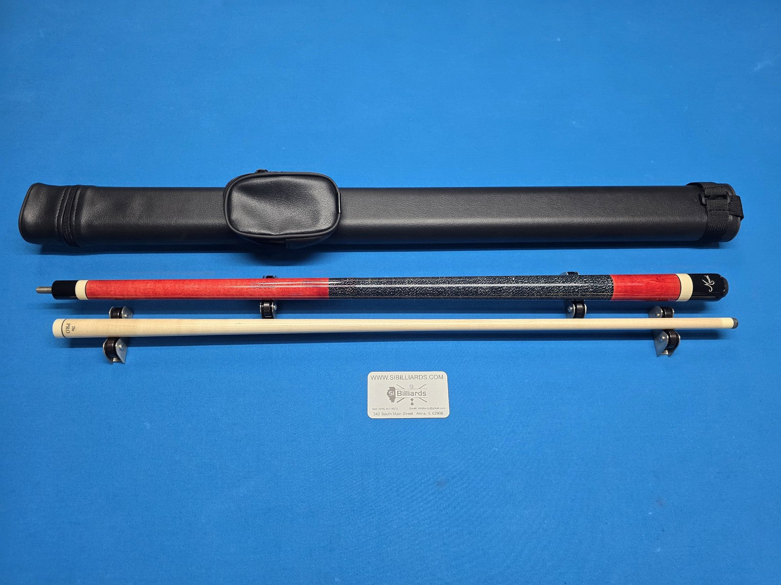 Meucci European Pool Cue Red 12.5mm Pro Shaft with Free 1X1 Hard Case