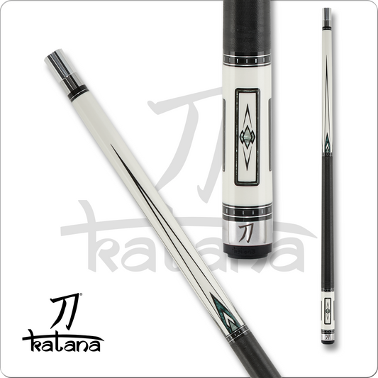 Katana KAT15 White w/ Black Points Cue Pool Cue w/ Joint Protectors & FREE Shipp