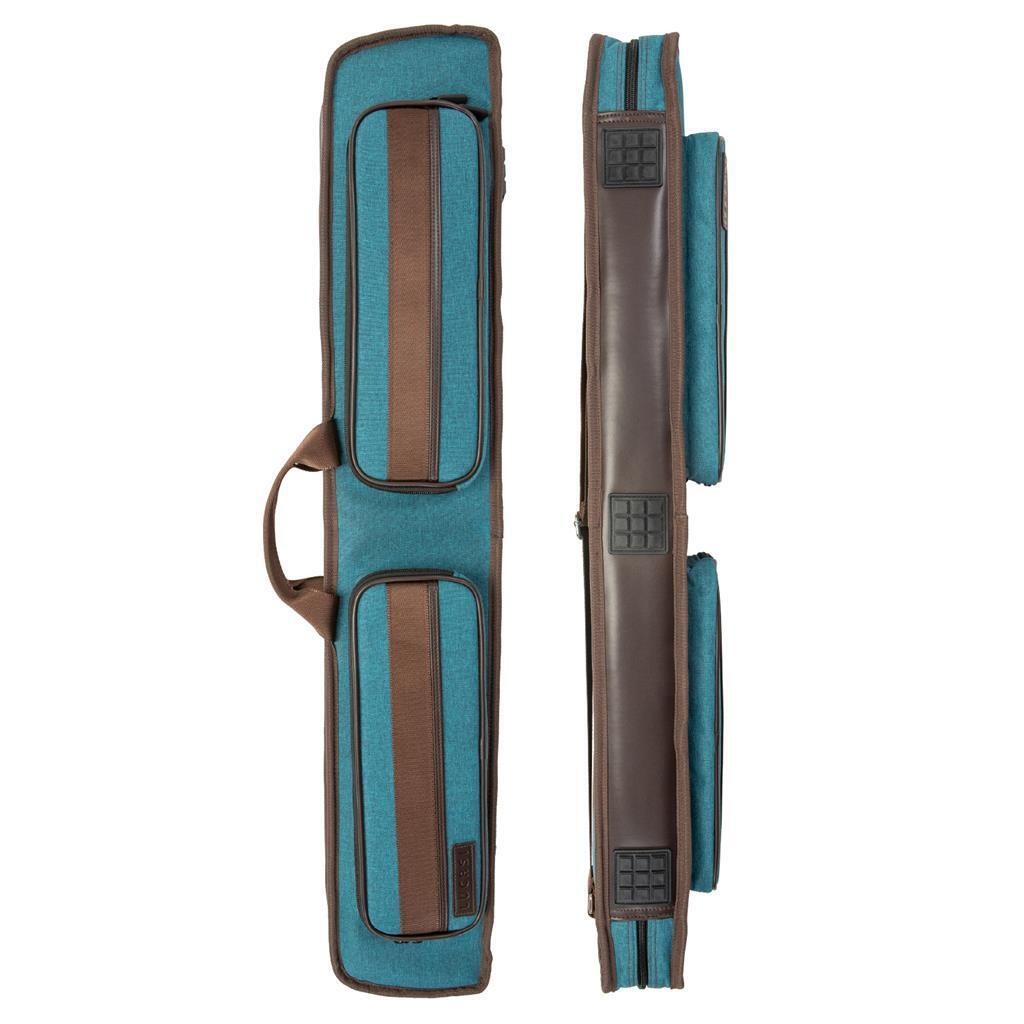 Lucasi DUO 2x4 Soft Pool Cue Case Teal Blue Brown Padded Billiards Bag