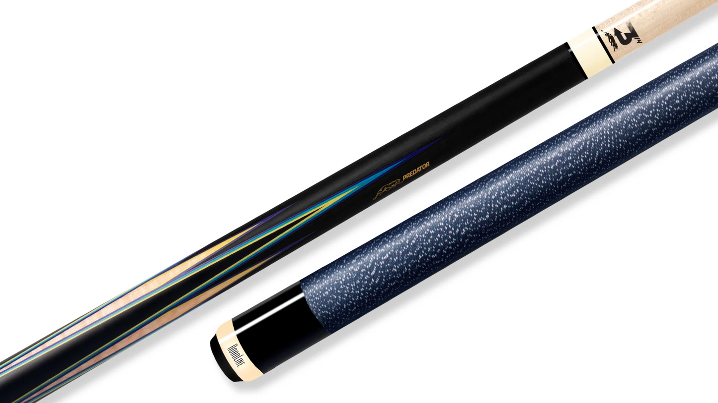 Predator 8 Point Sneaky Pete Black/Curly/Blue Points Linen Wrap Pool Cue