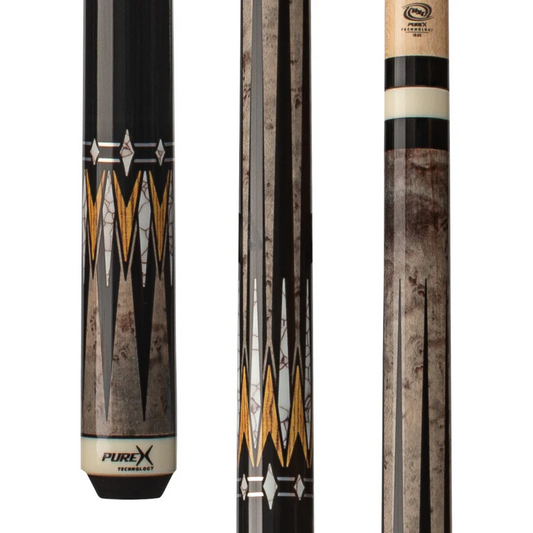 Pure X Grey Stain Birdseye Maple & Bocote Wrapless Cue HXT101