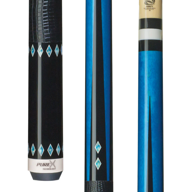 Pure X Teal Birdseye Maple Cue with Embossed Leather Wrap HXT32