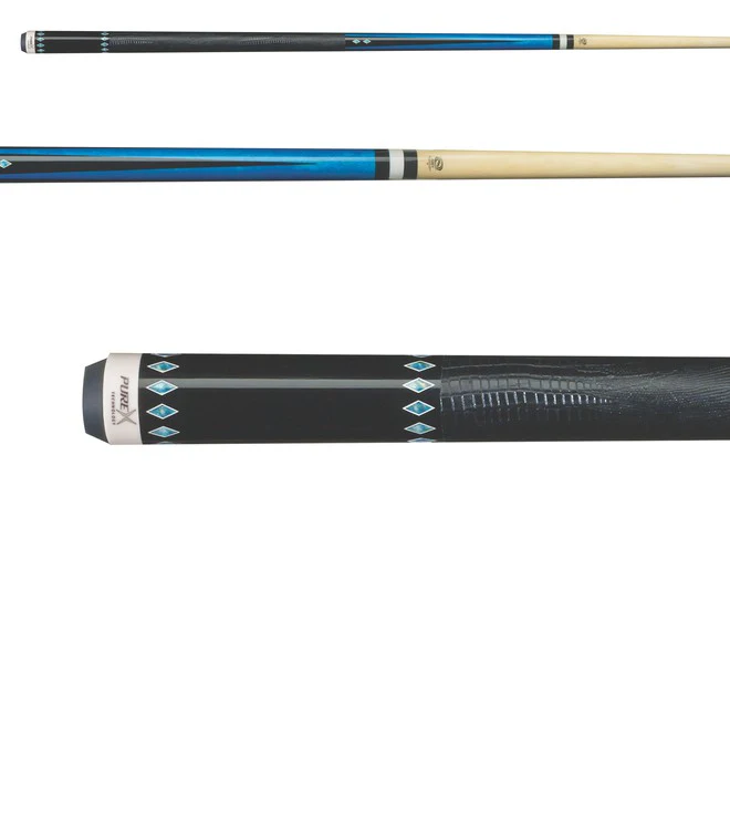 Pure X Teal Birdseye Maple Cue with Embossed Leather Wrap HXT32