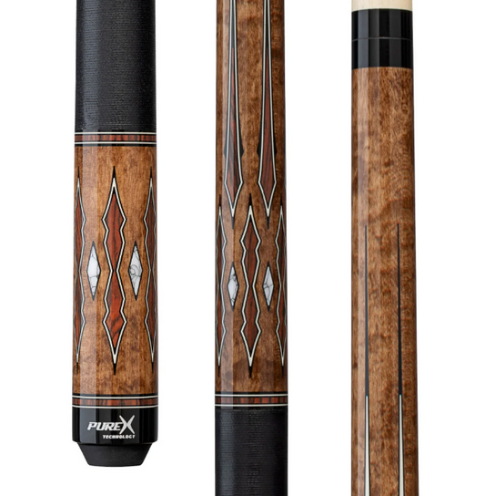 Pure X Coffee Stained Maple & Cocobolo/White Points Cue with Black Linen  HXTE17