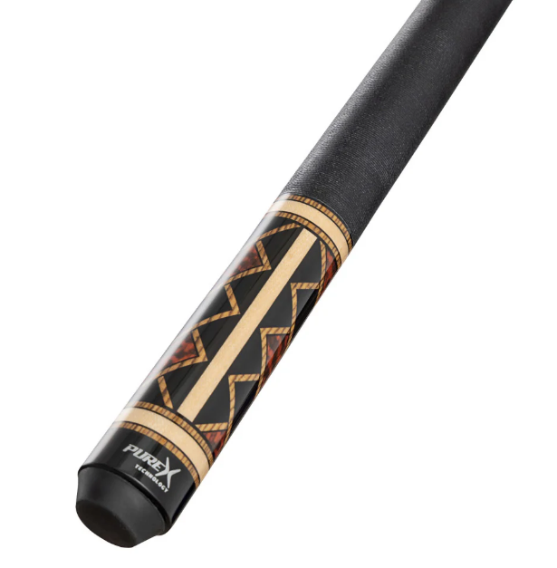 Pure X Midnight Black/Natural Maple and Bocote/Thuya Burl Cue with Black Linen W