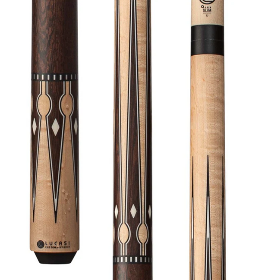 Lucasi LZC56 Matte Birdseye Maple & Black Palm/Imitation Bone Wrapless Cue