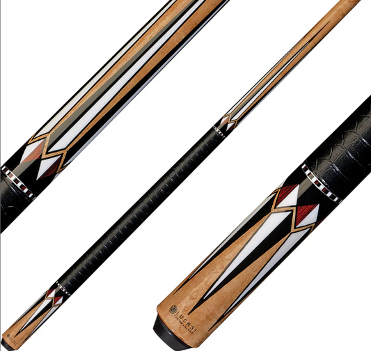 LZC3 Lucasi Custom Antique Birdseye & Black/Imitation Bone Cue w/ Embossed Wrap