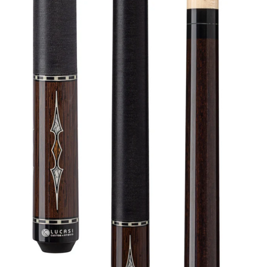 Lucasi LZC61 Custom Black Palm & Bocote/White Recon Cue with Black Linen Wrap