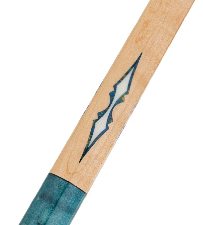 Lucasi LZC59 Custom Walnut Birdseye & Aquamarine/Off-White Wrapless Cue