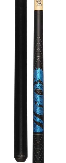 KODA KDV15BL Pool Cue | Blue Dragon Graphic | No Wrap | 19oz | 12.5 mm Tip | New