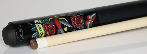 Koda KDV20 Pool Cue | Black w/ Eightball Rose Graphic | 19oz | 12.5 mm Tip | New