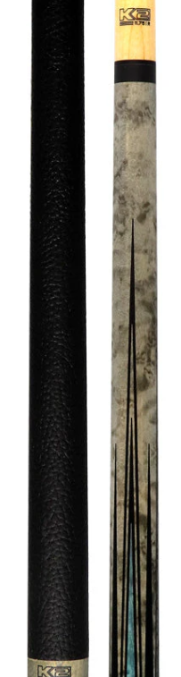 K2 KLLE1W Pool Cue – Matte Gray Maple w/ Blue Points, Leather Wrap, 11.75mm LD S